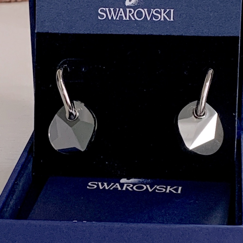 Swarovski graphite grey crystal earrings